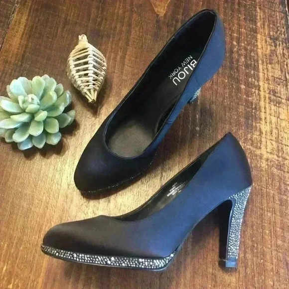 Bijou New York | Black Heels w/Rhinestone Accent on Heels & Trim, Style - “Glow” - Picture 6 of 6